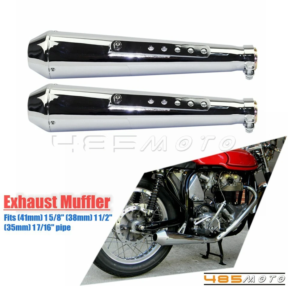 Par de tubos silenciadores de escape de 45 mm vintage para motocicleta Foto 1 de 4