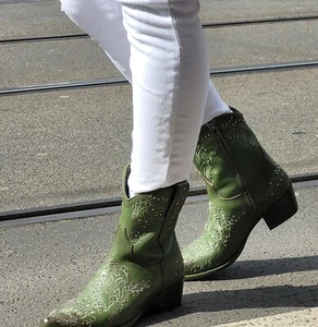 Rebecca White Y211-1.V2 grün Pistachio Damen Echtleder Cowboystiefeletten - Bild 1 von 13