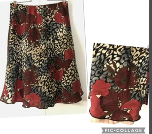 Just for Wraps by Wrapper Skirt Sz L Flowers  Roses Elastic Waist Casual - Picture 1 of 8