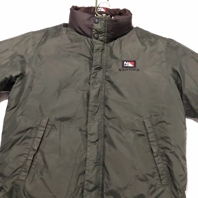 Nautica Jacket Mens Reversible L Blue/green US Full Zip Sailing Coat 90s Ski - Image 1 of 4