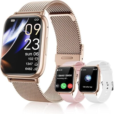 Smartwatch Damen Bluetooth Anruffunktion Fitnessuhr Sportuhr Android iOS - Gold - Bild 1 von 4