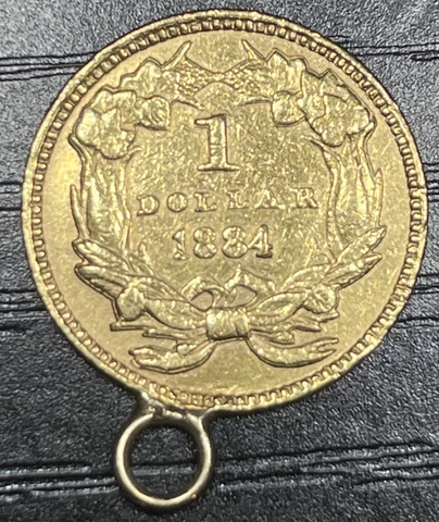 1884 G$1 Indian Princess Gold Dollar Jewelry Charm Cover
