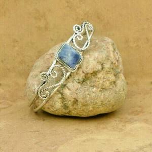 Semi-Precious Stone Cuff Bracelet-Blue Sodalite - Hand-Made in Peru-Fair Trade - Picture 1 of 2