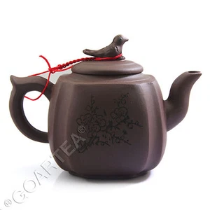 Tetera de cerámica de arcilla púrpura rara china hecha a mano de 350 ml Zisha Bird - Imagen 1 de 8