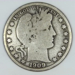 Moneda de medio dólar barbero 1909 50c 90% plata de Estados Unidos G Z457 - Imagen 1 de 2
