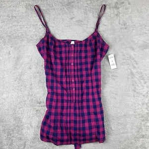Garage Cami Top Women’s Small Pink & Blue Plaid Belted Gingham Tunic - Picture 1 of 6