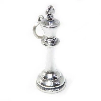 Pieza de Juego de Ajedrez Rey 3D 925 Plata de Ley Dije Colgante HECHO EN EE. UU. Foto 1 de 4