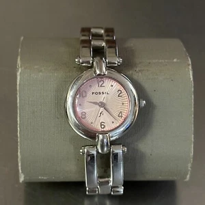 Fossil F2 Women's Quartz Watch Silver Tone Pink Dial ES-8994 6 inch 24mm - Picture 1 of 9