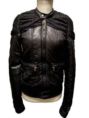 Chaqueta de bombardero Diesel para mujer negra 100 % nailon con cremallera logotipo forro de algodón a presión XS Foto 1 de 4