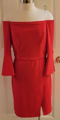 VESTIDO ABS BY ALLEN SCHWARTZ MANGA DIVIDIDA CAMPANA HOMBRO FUERA TALLA GRANDE Foto 1 de 4