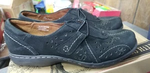 Rockport Cobb Hill Black Suede Leather mary janes Slip On Casual Women's sz 8 N - Picture 1 of 10