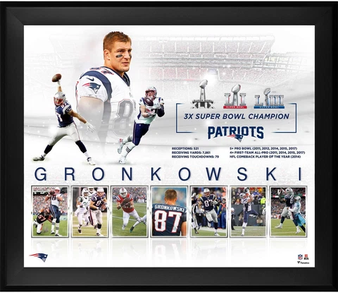 Rob Gronkowski New England Patriots Frmd 20" x 24" Retirement Collage Photo Cover