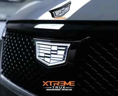 Black LED Front Grille Emblem Logo Badge Fits 15-19 Cadillac CTS CTS V CT6 - Image 1 of 4