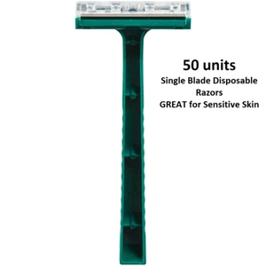 50 Ct. Single Disposable RAZORS ~ Green, Fixed head, Bulk BRAND NEW BEST PRICE - Picture 1 of 1