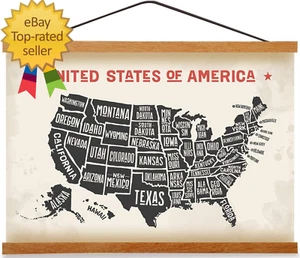 Magnetic Poster Hanger Frame 40 Inch Wide, Teak, Strong Magnet, Premium Wood and - Picture 1 of 12