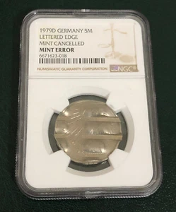 1979 D GERMANY 5 MARK - WAFFLED *MINT ERROR* Cancelled by German Mint / NGC RARE - Picture 1 of 14