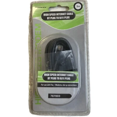 PHILEX HIGH SPEED INTERNET CABLE BT PLUG TO RJ11 PLUG *EL203 - Image 1 of 2