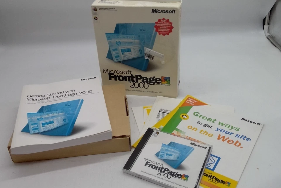 Vtg Microsoft Office Front Page 2000 in Original Retail Big Box COMPLETE w/Key - Image 1 of 4