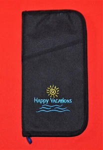 Travel Wallet Passport Ticket Holder Document Organizer Zipper Happy Vacations - Picture 1 of 4