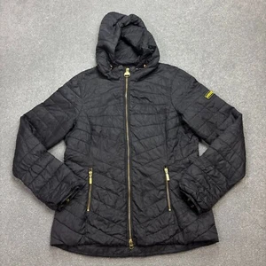 Barbour Jacket Womens Medium Black Down Puffer Hunting Country Hood Coat Lady* - Picture 1 of 10