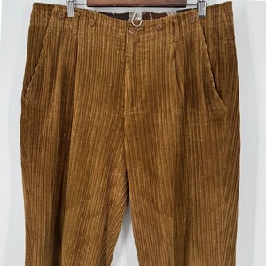 ICEBERG Vintage 90s Brown Corduroy Pleated Tailored Mens Pants Made in Italy 36 - Picture 1 of 8