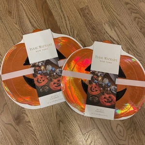 Set/4 Isaac Mizrahi Holographic ORANGE Pumpkin Placemats Decor - Picture 1 of 3