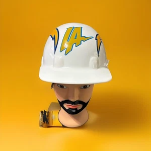 Los Angeles Chargers Adult Adjustable White Hard Hat By Fiber Metal - Picture 1 of 5