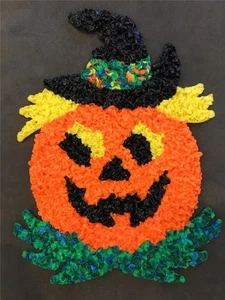 NWT HALLOWEEN DECORATION PUMPKIN JACK O LANTERN  Melted Plastic Popcorn chips - Picture 1 of 4
