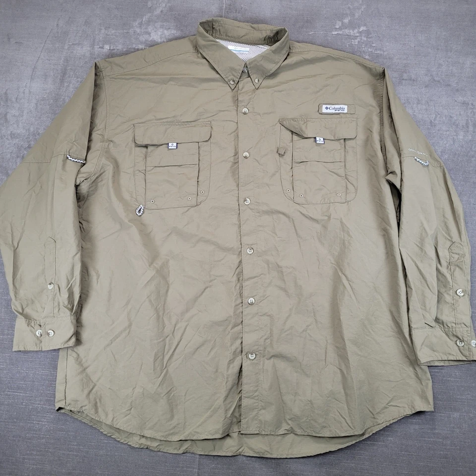 Camisa de Pesca Columbia PFG Manga Larga Caqui Omni Tono XXL 2XT Foto 1 de 4