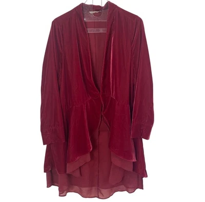 Soft Surroundings Aria Velvet Jacket Large Red Duster Lined Boho Vamp Goth - Image 1 of 4
