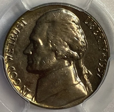 1957 - Jefferson Nickel - Nice Color PCGS MS65 Exact Coin Imaged - Image 1 of 4