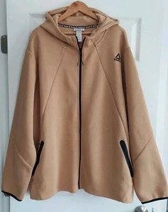 Reebok Men's Tops Momentum Classic Tan Hoodie Full Zip Hiking Walking Size 3XL - Picture 1 of 7