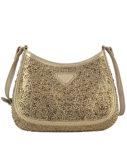 Gold Colored Stone Accented Shoulder Bag - Picture 1 of 6