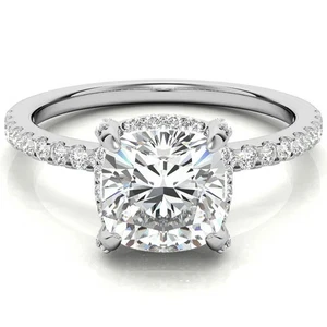 950 Platinum 2.30 Ct Cushion Cut Diamond Wedding Ring Lab Grown IGI Certified - Picture 1 of 11