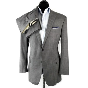 Polo By Ralph Lauren 100% Virgin Wool Grey Pin Stripe Size 44L Large - Picture 1 of 20