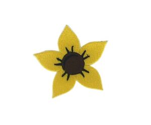 Patch ecusson brode thermocollant badge fleur jaune jonquille broderie