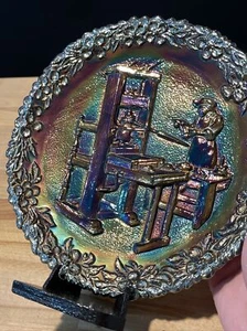 Fenton Carnival Glass Plate The Printer 2nd in Series American Craftsman 1971 - Picture 1 of 12