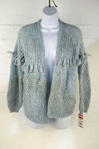 Cat And Jack Blue Multicolored Fringe Sweater Cardigan Size L (10/12) Girl's - Picture 1 of 12