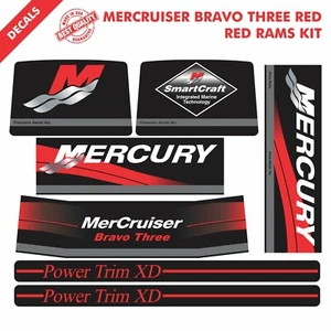 2016 MERCRUISER BRAVO THREE RED DECALS KIT RED RAMS STICKER SET |63 - Picture 1 of 1
