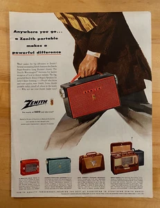 1955 Original Print Ad Zenith Portable THE ROYALTY OF RADIO AND TELEVISION - Picture 1 of 1
