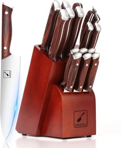 16 PCS Japanese Kitchen Knife Set Ultra Sharp Stainless Steel with Sharpener - Picture 1 of 6