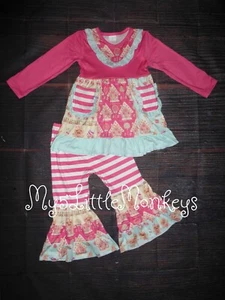 NEW Boutique Gingerbread House Girls Tunic Ruffle Leggings Christmas Outfit Set - Picture 1 of 4