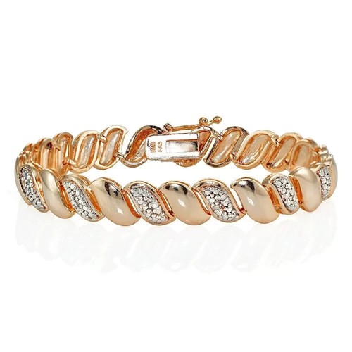 VALENTINO Bracciale Tennis 6 CT Taglio Tondo Diamanti Bianchi Creati in Laboratorio Finitura Oro Rosa 14K