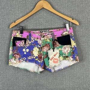 Hot Kiss Shorts Size 3 Juniors Cici Short Floral Denim Patchwork Booty New - Picture 1 of 11