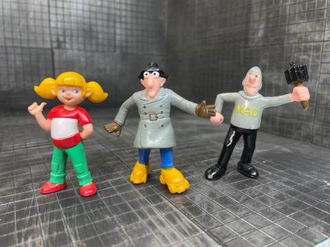 VINTAGE INSPECTOR GADGET MINI FIGURES LOT OF 3 PVC PENNY Mad Agent Cover