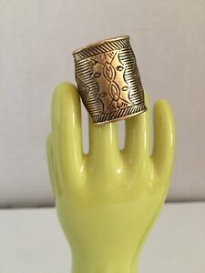 LUCKY BRAND Antiqued Brass Ring Aztec Sz 7