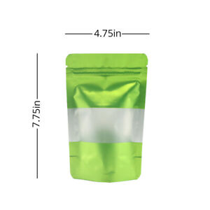 Green Mylar Bags Food Safe Storage Smell Proof Stand Up Bag With Plastic Window