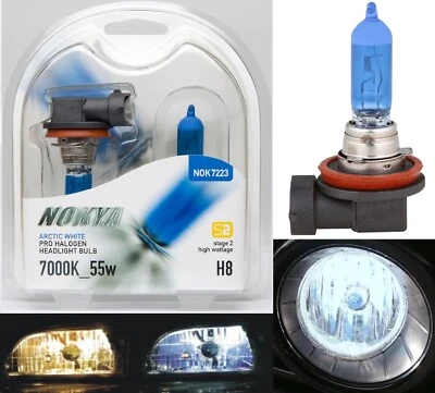 Nokya 7000K White H8 Nok7223 55W Two Bulbs Fog Light Replace Plug Play Lamp Fit - Image 1 of 4