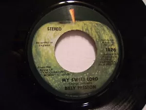 BILLY PRESTON My Sweet Lord APPLE 1826 Lbl Var.3 SCRANTON PA Pressing READ! - Imagen 1 de 2