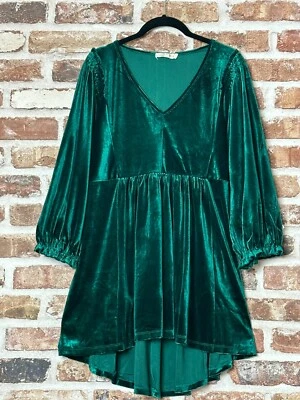 Top túnica babydoll boho talla grande terciopelo perenne cuello en V dobladillo alto-bajo XL 1XL Foto 1 de 4